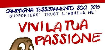 Supporters' Trust L'AQUILA ME', il 24 gennaio parte la campagna di tesseramento 2016