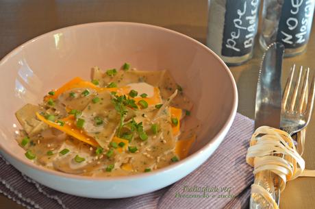 Maltagliati veg di prezzemolo e zucca con panna e porri