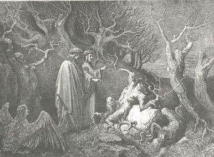 La selva dei suicidi (incisione di Gustave Dorè)