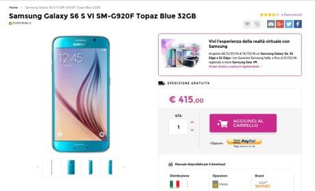 Samsung Galaxy S6 S VI SM G920F Topaz Blue 32GB   Gli Stockisti  Smartphone  cellulari  tablet  accessori telefonia  dual sim e tanto altro