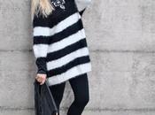 Outfit: maxi sweater dress come abbinare pull righe