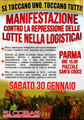 Vertenza logistica Bormioli: manifestazione del sindacato COBAS