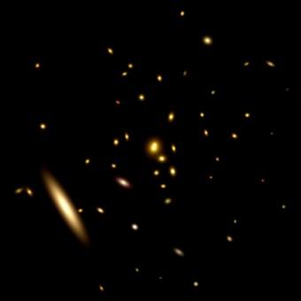 Un ammasso di galassie particolarmente denso. Crediti: Kavli IPMU
