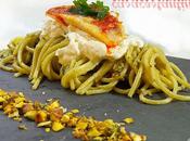 Spaghetti triglie pesto pistacchi burrata