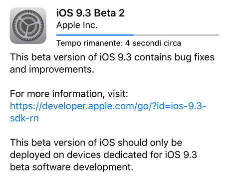 Apple rilascia agli sviluppatori iOS 9.3 beta 2 per iPhone, iPad e iPod Touch [Aggiornato x1, Apple rilascia anche la versione pubblica]