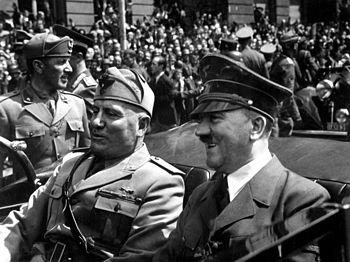 Adolf Hitler and Benito Mussolini in Munich, G...