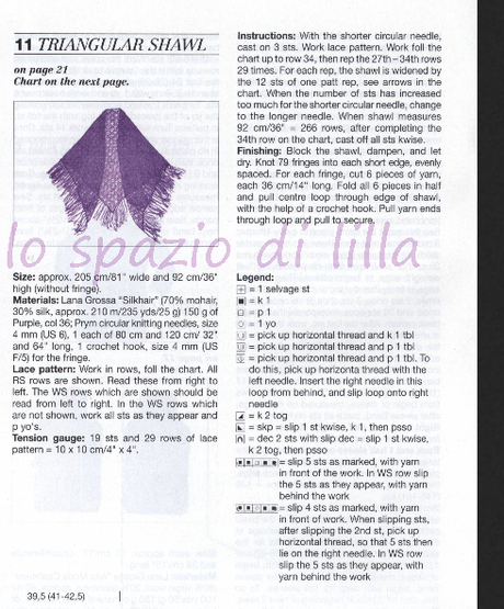 Scialle traforato ai ferri con schema / Knitted Lace shawl free pattern