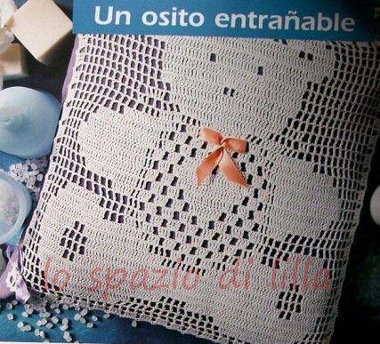 Schemi di orsetti a filet per le copertine da neonato / Teddy bear crochet filet charts for baby blankets