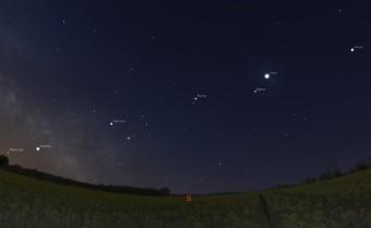 Simulazione del cielo mattutino del 30 gennaio 2016, alle 6:3' per le latitudini dell'Italia centrale. Crediti: Marco Galliani / Stellarium