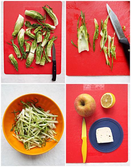 Insalata di puntarelle con mela e tofu alla piastra