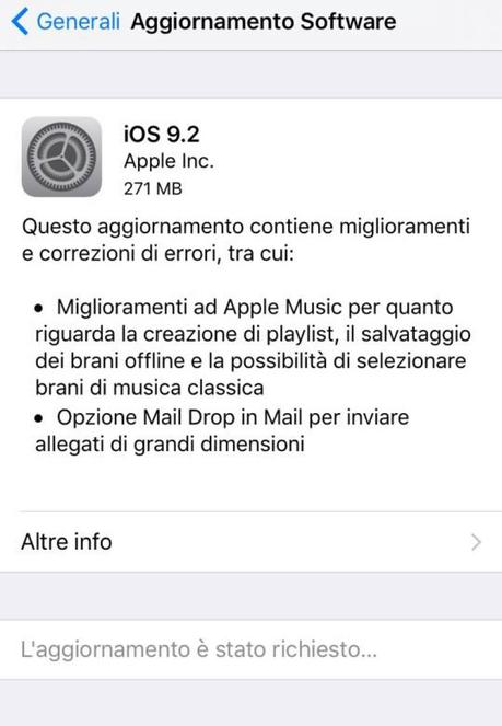 Apple chiude le firme di iOS 9.2, ultimo iOS installabile iOS 9.2.1