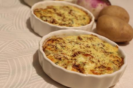 Gratin di rape e patate profumato alla noce moscata