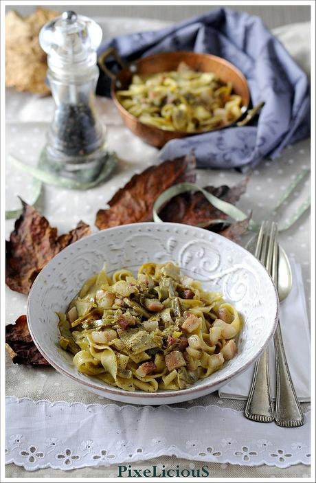 Tagliatelle all’Uovo con Carciofi e Pancetta