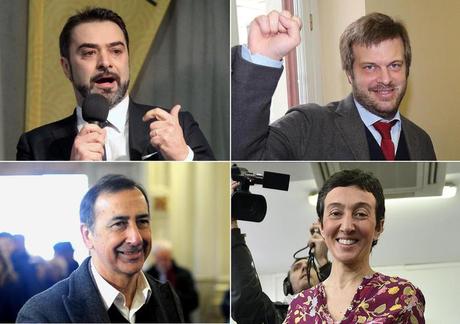 Antonio Iannetta, Pierfrancesco Majorino, Giuseppe Sala e  Francesca Balzani i quattro sfidanti alle primarie del centrosinistra a Milano (Foto © ANSA)