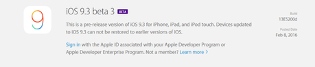 Apple rilascia agli sviluppatori iOS 9.3 beta 3 per iPhone, iPad e iPod Touch