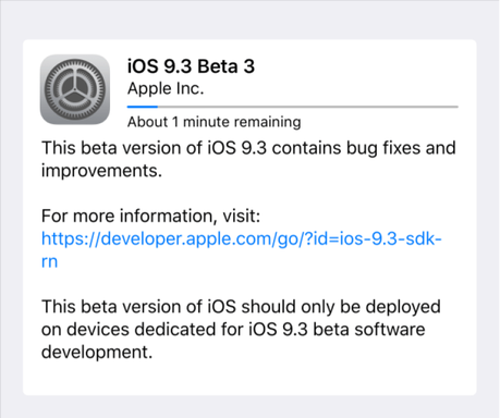 Apple rilascia agli sviluppatori iOS 9.3 beta 3 per iPhone, iPad e iPod Touch