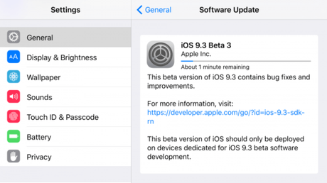 iOS 9.3 beta 3 – Apple lo rilascia agli sviluppatori [Aggiornato x1, prime novità e problemi riscontrati]