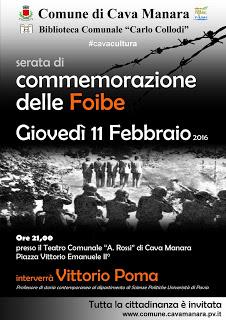 CAVA MANARA (pv). Ricordare le foibe e i martiri italiani, al convegno di giovedì sera con Vittorio Poma.