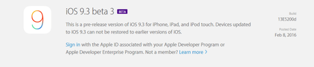 Apple rilascia agli sviluppatori iOS 9.3 beta 3 per iPhone, iPad e iPod Touch [Aggiornato x1, prime novità e problemi riscontrati]