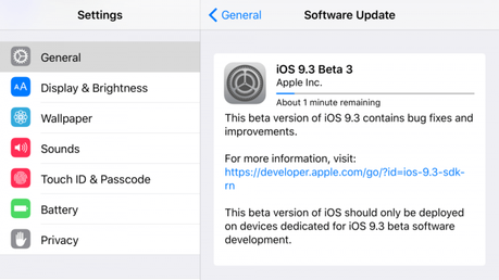 Apple rilascia agli sviluppatori iOS 9.3 beta 3 per iPhone, iPad e iPod Touch [Aggiornato x1, prime novità e problemi riscontrati]