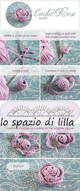 Bouquet di roselline con boccioli all'uncinetto, con schema / Crochet rosettes, free charts