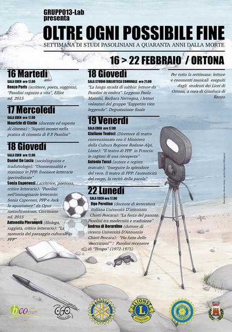 Ortona, 16-22 febbraio: “Oltre ogni possibile fine”, settimana di studi su Pier Paolo Pasolini