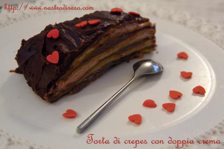 Torta di crepes con glassa morbida al cioccolato fondente