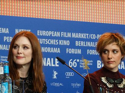 Julianne Moore e Greta Gerwig alla conferenza stampa di Maggie's Plan © Michelle Iwema. All rights reserved