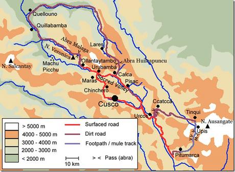 Mappa dintorni Cusco