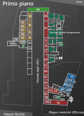 Mappa Primo Piano Galleria degli Uffizi