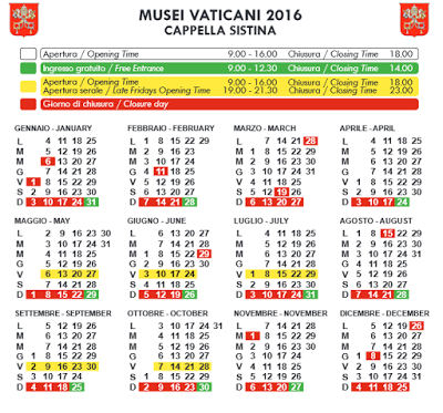 Calendario Musei Vaticani