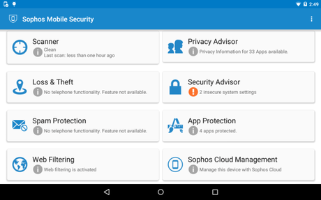 Applicazione Android Sicurezza Sophos