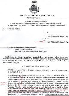 Mensa Scolastica, tutto da rifare!!! Avevamo ragione sia sulle incongruenze della Carta dei Servizi che sulla difformità tra pasti serviti e menù!!!