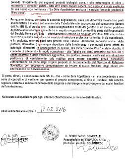 Mensa Scolastica, tutto da rifare!!! Avevamo ragione sia sulle incongruenze della Carta dei Servizi che sulla difformità tra pasti serviti e menù!!!