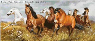Schema a punto croce: Cavalli al galoppo