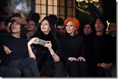 NEW YORK, NY - FEBRUARY 16:  (L-R) Photographers Vinoodh Matadin and Inez van Lamsweerde, Lady Gaga, and editor-in-chief of V Magazine Stephen Gan attend the Brandon Maxwell A/W 2016 fashion show during New York Fashion Week at The Monkey Bar on February 16, 2016 in New York City.  (Photo by Dimitrios Kambouris/Getty Images for Brandon Maxwell)