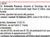 IMMIGRAZIONE: EMERGENZA ACCOGLIENZA, IRSESS Istituto regionale studi servizio sociale Trieste, PROGRAMMA DELLE INIZIATIVE FORMATIVE, febbraio dicembre 2016