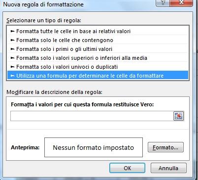 Formattazione condizionale excel su intera riga