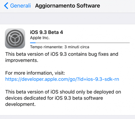 iOS 9.3 beta 4 – Apple lo rilascia agli sviluppatori [Aggiornato x2 ecco le novità introdotte]