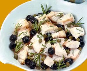 Bocconcini di pesce spada olive e rosmarino