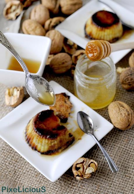 Tortini di Roquefort e Pere al Miele di Cardo con Cialdine di Noci e Pera