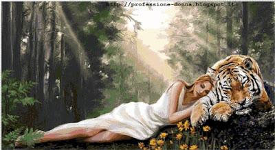 Schema a punto croce: Donna con tigre_2