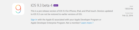 Apple rilascia agli sviluppatori iOS 9.3 beta 4 per iPhone, iPad e iPod Touch [Aggiornato x3 tutte le novità introdotte, rilasciata anche la versione pubblica]