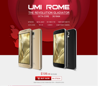 UMI in offerta su TomTop.com: si parte da 56 euro fino a 155 con 3 Gb di Ram e sensore di impronte digitali