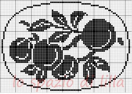 A gentile richiesta...il centro rotondo all'uncinetto con la frutta per Lucia, schemi / Crochet filet doilies with fruit motifs, free charts