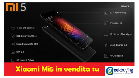 [Offerta] Xiaomi Mi5 già in vendita su GeekBuying: disponibili in 3 varianti a prezzi differenti