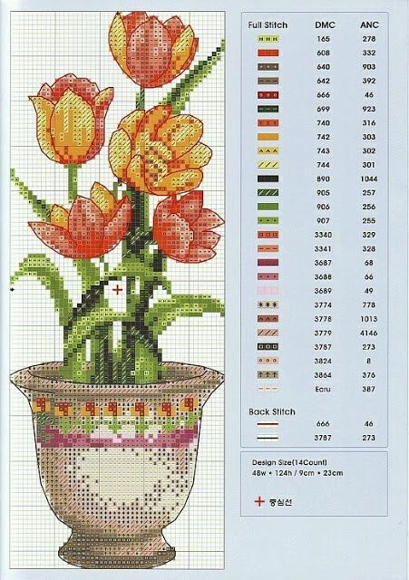 A gentile richiesta...schemi di vasi a punto croce per Lucia  / Cross stitch vases and baskets of flowers, charts