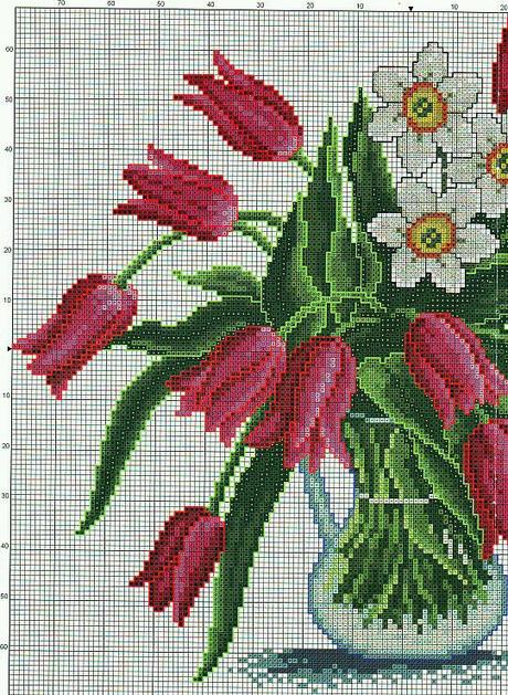 A gentile richiesta...schemi di vasi a punto croce per Lucia  / Cross stitch vases and baskets of flowers, charts