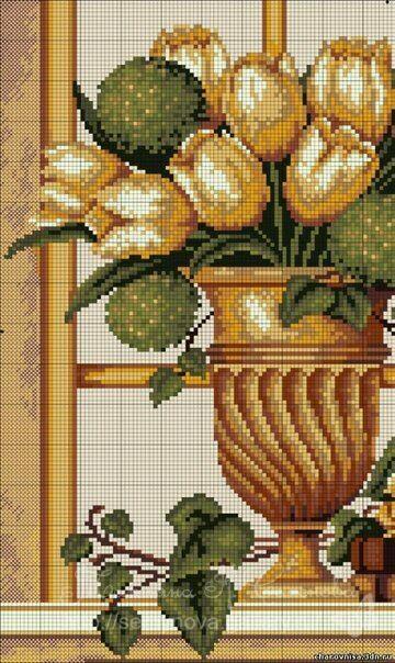 A gentile richiesta...schemi di vasi a punto croce per Lucia  / Cross stitch vases and baskets of flowers, charts