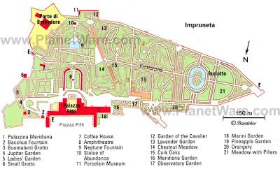 Mappa di Palazzo Pitti e Giardini di Boboli